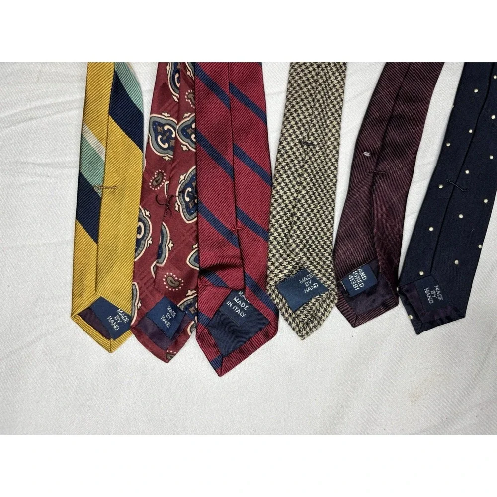 Polo by Ralph Lauren Lot of 6 Vintage Neck Ties Bundle Made in USA Silk & Linen